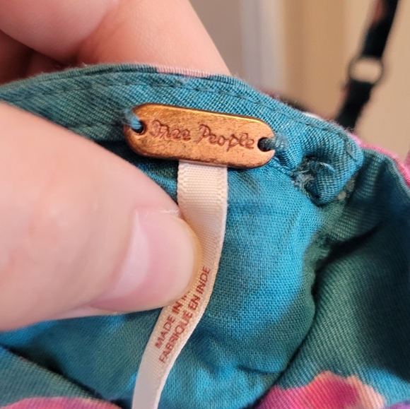 Free People Teal Pink Floral Open Back Midi Dress - Picture 7 of 11